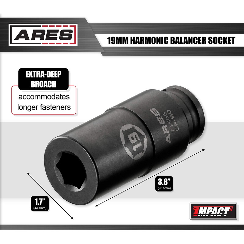 ARES 71505-19mm Harmonic Balancer Socket for Honda - Deep Counter-Weighted