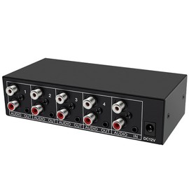 Tunghey RCA AUX Audio Splitter 1 in 4 Out, Stereo 1X4 Passive 3.5mm Aux L/R RCA Box Analog