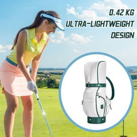 PGM Women's Green Superfiber Carry Golf Bag, 2 Dividers, 2 Pockets, Convertible Strap, 420g