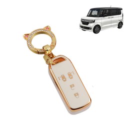 Nacalikeey Key Cover Keychain Compatible with Honda N Series Honda New Model NBOX Key Case N-VAN JJ1/JJ2 N-WGN NONE N-BOX Custom JF1-JF4 Key Cover N-BOX SLASH Slash JF1/JF2 Nacalikeey Cat Ear TPU Key