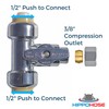 Push On T-STOP Shut Off Valve (1/2" Push x 1/2"
