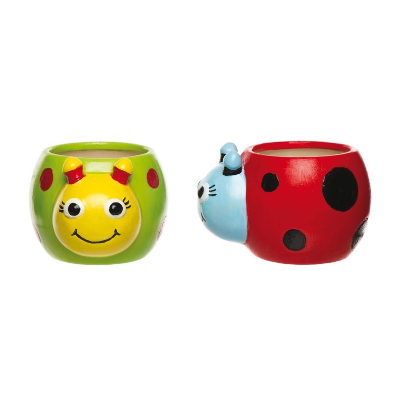 Baker Ross AV953 Ladybird Flower Pot Blank 4 Pieces Paintable