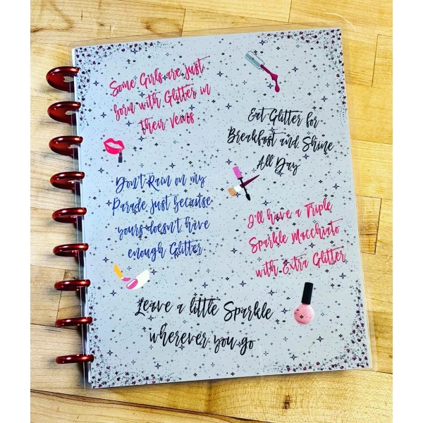 Handmade Sparkle Glitter Makeup Front & Back Cover Set made