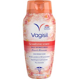 Vagisil Scentsitive Scents Plus Daily Feminine Intimate Vaginal Wash, Peach Blossom, 12 Fluid Ounce