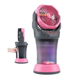 WESTTREE Portable Misting Fan with Large Battery Fan-Rechargeable Outdoor Misting Cooling Fans with 2L Water Tank,RGB Lights,4 Speeds & Spray Modes-for Patio, Camping, Beach, Workshop (Gray-Pink)