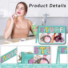 Bolsa grande de chenilla con cierre transparente para viajes, bolsa de maquillaje transparente de nailon, bolsa de cosméticos impermeable de PVC, bols