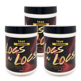 Taha Locs & Locs Gel - 5X Super Extra Hold, Natural & Non-Damaging for Locs, Braids, Twists - Salon Size (Original(Shea Butter), 25 Oz, Pack of 3)