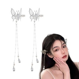 ZHEJIA Butterfly Hair Clip, Set of 2, Butterfly Hairpin, Cute, Hair Ornament, Movable Butterfly, Clip Fringe, Shimmering Flashes, Hair Clip, Popular, Hair Accessory, Birthday, Wedding, Party, Gift,