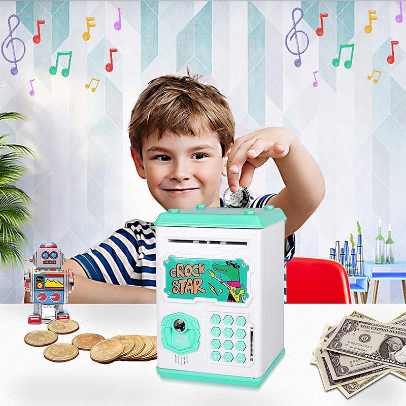 Electronic Piggy Bank for Kids Cash Money Saving Box Fingerprint