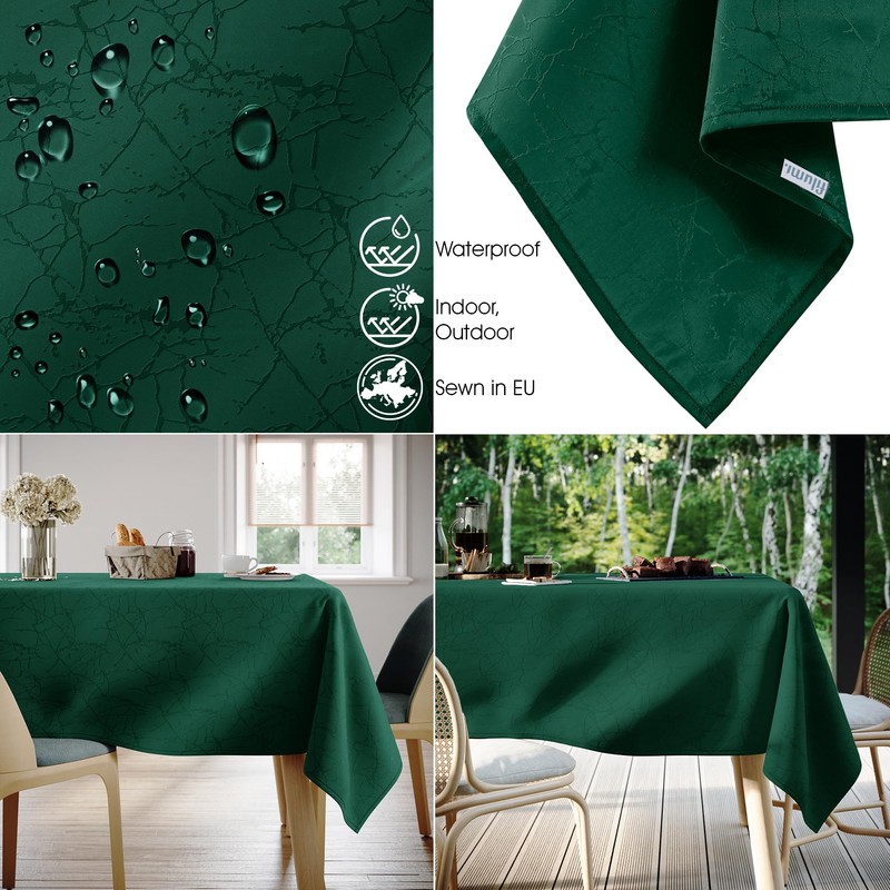Filumi Tablecloth 110 x 200 cm Dark Green Washable for