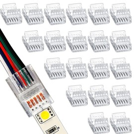 Lunpog Pack of 20 LED Strip Connectors, 5-Pin 12 mm, LED Solderless Strip Connector, 5-Pin Connection Cable Connector, for 12 mm Wide LED Strip