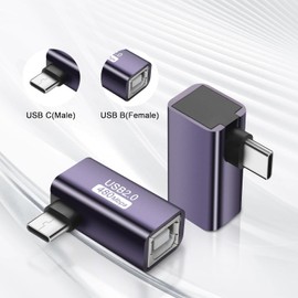 GELRHONR 90 Degrees USB Type C Male to USB B Converter,USB B Female to Type C Male Printer Adapter for Eectric Piano DAC,Synthesizer,DJ Controller,Keyboard,Printer,i/Phone15