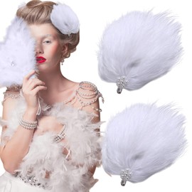 Feather Hair Clip Swan Ostrich Ballet Style Fluffy Plush Hair Pins Pearl Flower Swan Feather Hair Barrettes Accessories for Women Bride Wedding Valentine Christmas Performance Headpiece (White)