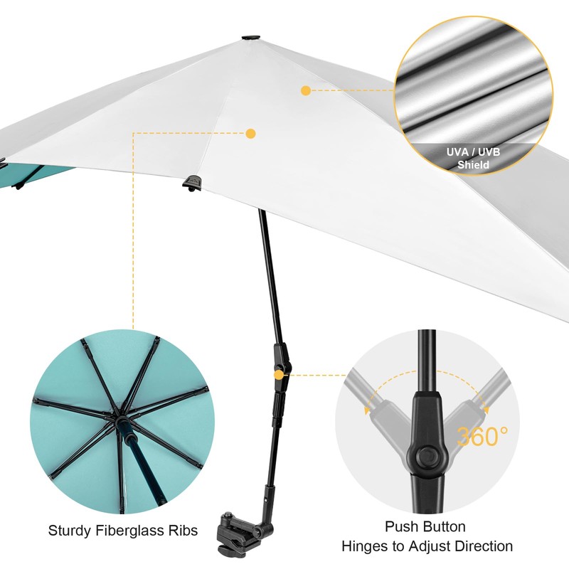 G4Free Double Chair Umbrella for 2 People with Adjustable Clamp,