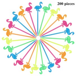 200PCS Cocktail Picks Flamingo Toothpicks for Appetizers Cocktail Sticks for, Fruit, Party Supplies - Multicolor (3.2 Inch)