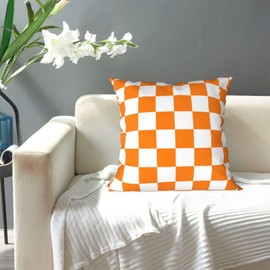 WirMEC Autumn Throw Pillow Cover White Orange Plaid Pillowcases Fall Decor Buffalo Pillow Case Square Cushion Covers for Couch Living Room Home Sofa Bedroom Office 20" X 20"