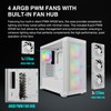GAMDIAS White ATX Mid Tower Computer Case Tempered Glass, Gaming