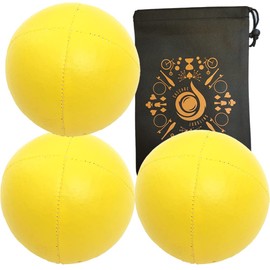 3 x Pro Cascade XL 180g Juggling Balls - Large Sized Quality Thud Juggling Balls & Bag - Set of 3 Juggling Balls (Yellow)