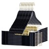 Quality Black Wooden Skirt Hangers with Clips, 20-Pack Smooth Solid