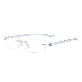 Eyekepper Small Lenes Rimless Reading Glasses Women - Frameless Reader Eyeglasses for Men Reading with Blue Arms +2.00