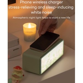 White Noise Sound Machine-4 in1 Night Light Sound Machine for Sleep,Sound Machine/Light-up Painting/Bluetooth Speaker/Wireless Charging,4 Soothing Sounds,for Baby,Kids,and Adults