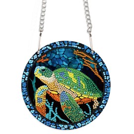 JISHSHAY Diamond Painting Pendant Sea Turtle Diamond Art Wind Chimes Special Shape Crystal Suncatcher Gem Art Diamond Arts Kits Diamond Art Suncatchers Jewel Art Window Hanging Pendants Decorations