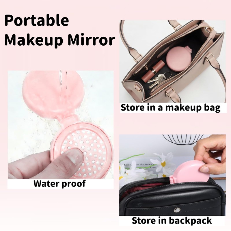 2 Pack Foldable Travel Hair Brush with Mirror, Compact Mini