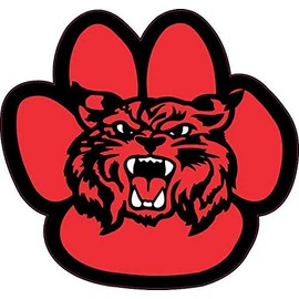 StickerTalk Paw Print with Wildcat Mascot Vinyl Sticker, 5 inches by 4.75 inches