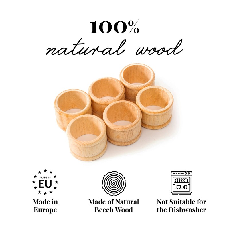tuuli Kitchen Set of 6 Wooden Napkin Rings Table Decoration