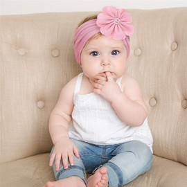 Skepo baby headbands newborn girls headband hat elastic bows turban headwear knit head wraps -