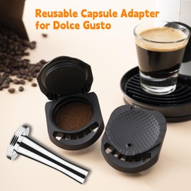FOVNOT Reusable Capsule Adapter for Dolce Gusto, Coffee Capsule Converter Adapter Refillable Coffee Capsule Adapter with 41mm Tamper Compatiable for Piccolo XS/EDG 305/EDG 606.S/Genio S
