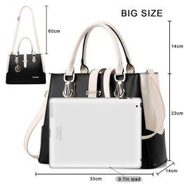 BestoU Women's Large Black Handbag, Modern Women's Handbag Large Shoulder Bag, Black