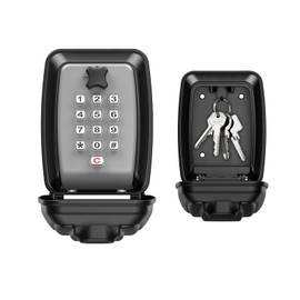 AMIR Key Lock Box for Outside, Wall Mounted Lockbox for House Key, 12-Digit Push-Button Combination Key Storage Box Waterproof Large Capacity Security Key Hider for Realtors Home Airbnb Garage