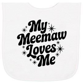 inktastic My Meemaw Loves Me Grandchild Quote Baby Terry Cloth Bib White 46dc8