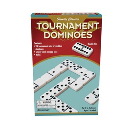Family Classics Tournament Dominoes - Doble Seis Azulejos cristalinos en Estuche de Almacenamiento de Pressman, 5 Pulgadas