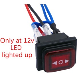 Taiss Current Polarity Reverse Switch, Waterproof Rocker Switch, DC Motor, 10A (LED DC 12V), 6 Pole, 3 Positions (ON) Off (ON) with Cable KCD4-223N-WM-R+JT