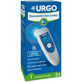 Urgo - Non-Contact Thermometer - Infrared Technology - Versatile for Body and Objects - Backlit Display - Acoustic Alarm for Fever - Ages 2+