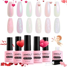 AIMEILI Gel Nail Polish Soak Off U V LED Hema Free Pearl Gel Polish Colors for Nail Art DIY Gel Nail 6 x 8 ML-Kit Set 43