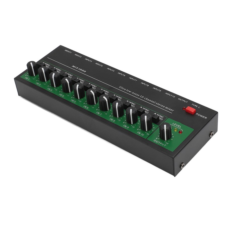 10 Channel Sound Mixer Independent Volume Control Knob Professional Multichannel