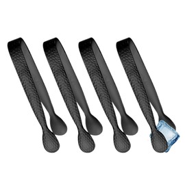 MYLERCT Eiszange, 4 Stück Zuckerzange Klein, 304 Edelstahl Eiswürfelzange, Vintage Schwarz Süßigkeiten Zange, Gehämmertes Design, für Eiswürfel, Süßigkeiten, Kekse