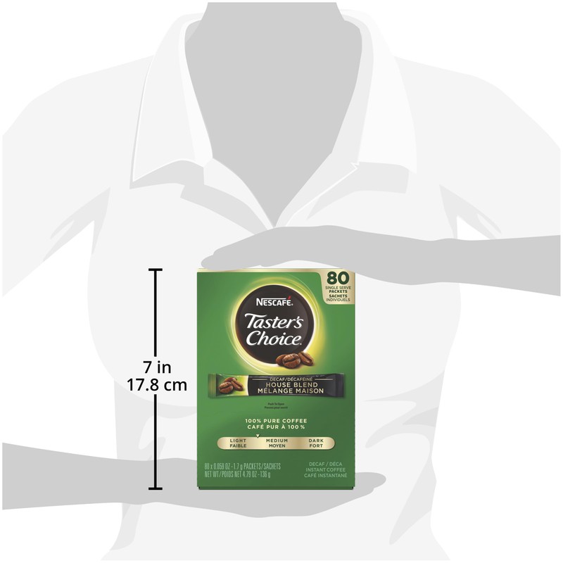 Nescafe Instant Coffee Packets, Decaf, Taster's Choice Light Roast, 1.7