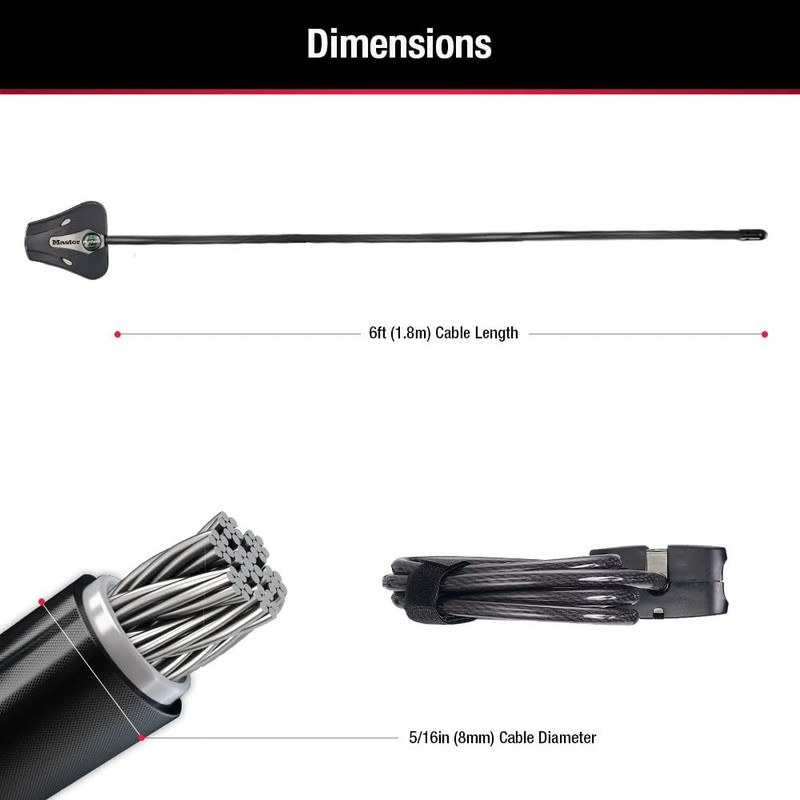 Master Lock Black Python Bike Lock with Key, Adjustable Metal