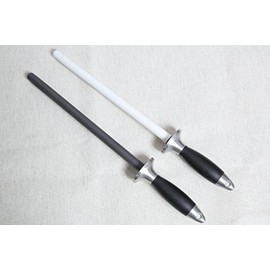 Jende Ceramic knife Honing Shatterproof Rod Steel 2 Piece Set-with an anti-break tip & stainless steel handle
