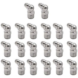 COMOK - Pezón de engrase de acero inoxidable para coche, tono plateado, 45 grados, 20 unidades, M10
