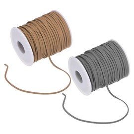 M METERXITY 2-Pack Faux Suede Leather Cord, 50 Yards 2.6mm Flat Suede Leather Lace, Faux Cord for Jewelry Making/Bracelets [Dark Gray, Camel]