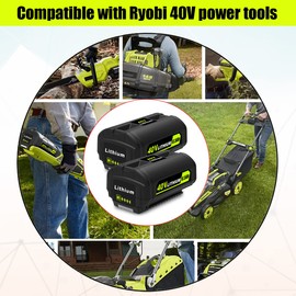 Atcuji 40V Battery for Ryobi 40-Volt Cordless Tools Battery, 2-Pack 40V Battery Capacity Output 6.0Ah
