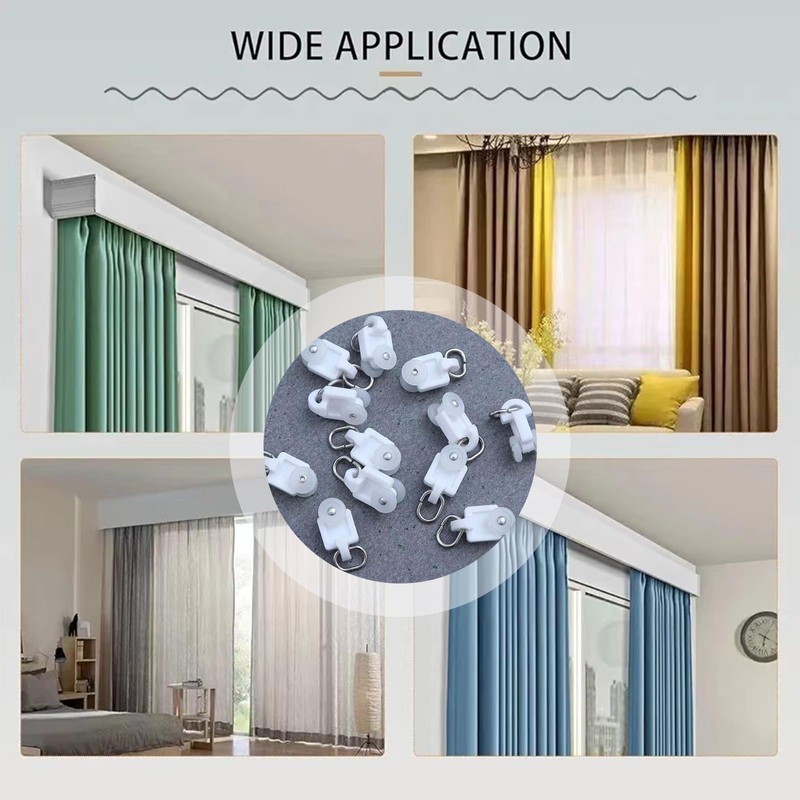EULAPGOE 100pcs Plastic Sliding Curtain Track Gliders, White Curtain Track