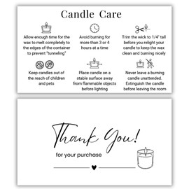Handmade Candle Care Instruction Card, Candle Care Instruction Card, 3.5 x 2 in Business Card Size 50 Pack for Handmade Candle Makers