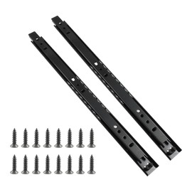 Hitefu 1 Pair Drawer Slides 14 Inch, 2 Section Black Drawer Rails Full Extension Ball Bearing Dresser Drawer Slide Glides, Drawer Runners, Side Mounting