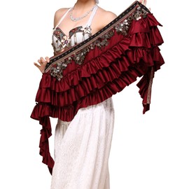 ZLTdream Women's Belly Dance Retro Tribal Hip Scarf with Copper Coins Satin
